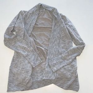 Athleta Pranayama Open Front Cardigan Sweater Heathered Gray M